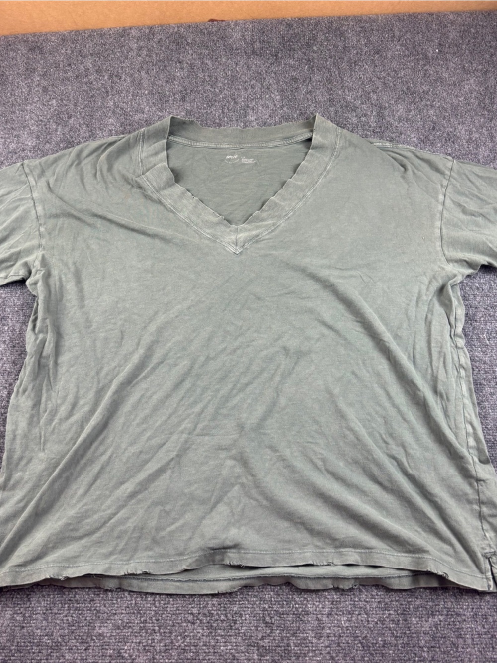 aerie V-Neck Short Sleeve Tee in Olive Green